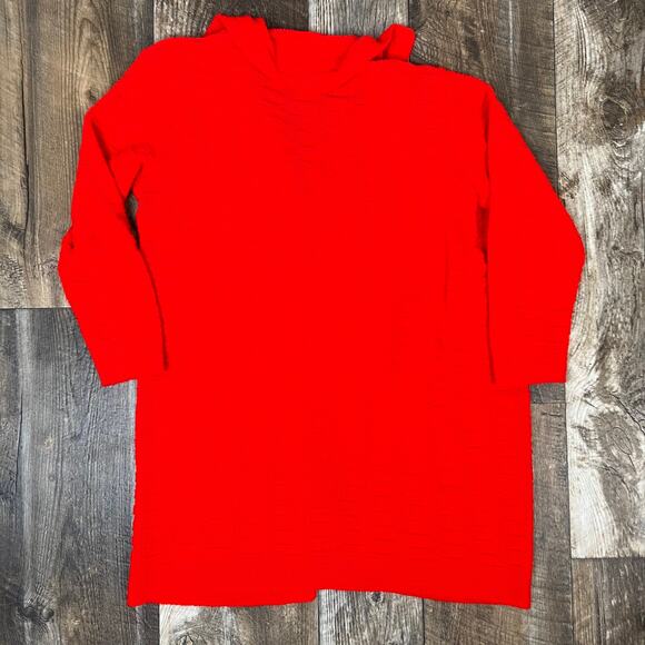 Vintage 70s Red Open Front Longline Cardigan Sweater Pockets Milrank - Picture 9 of 9